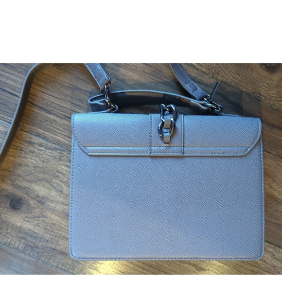 Badgley Mischka Gray Medium Purse w/ Long Strap & Short Handle NWOT Chain Accent - Picture 12 of 16